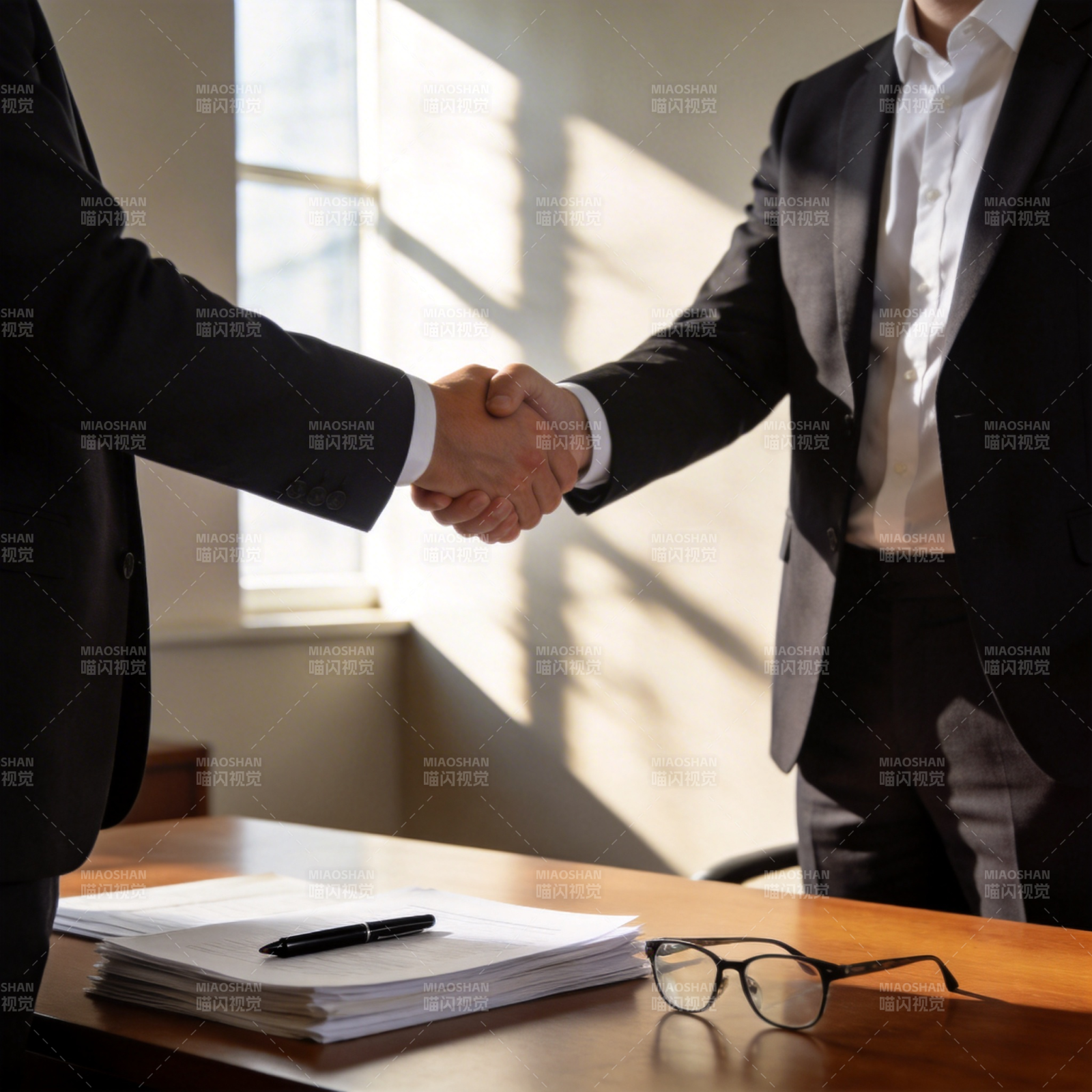 商务握手签约瞬间图片