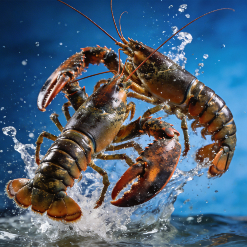 龙虾跃水瞬间图片