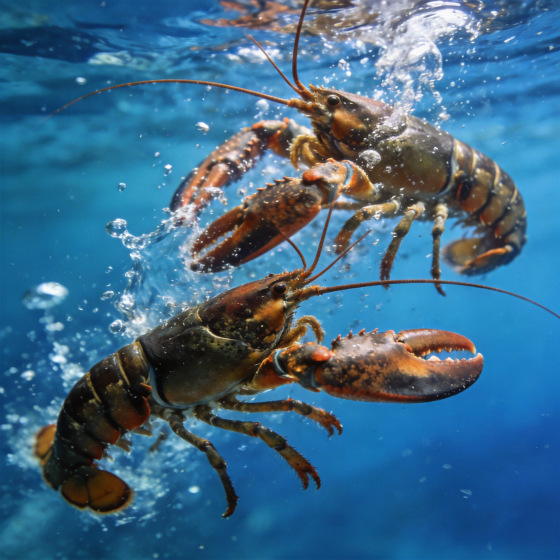 龙虾水中嬉戏图片