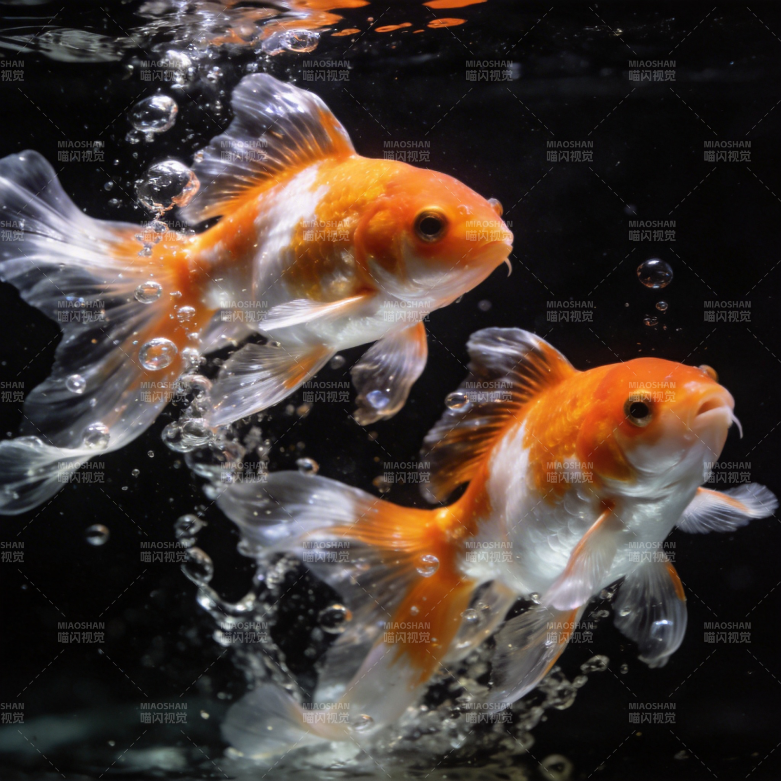 双金鱼戏水图片