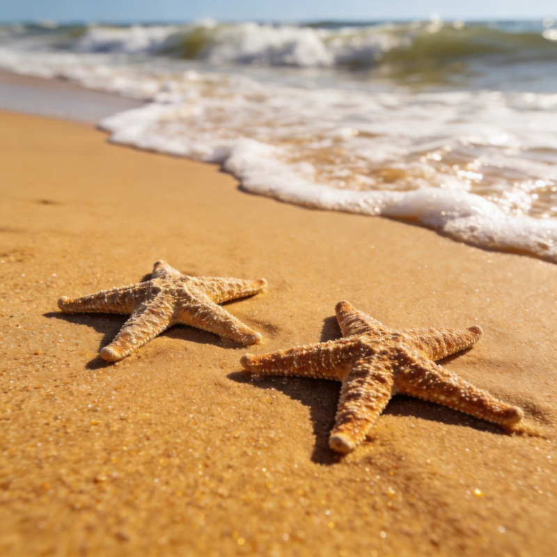 沙滩上的海星图片