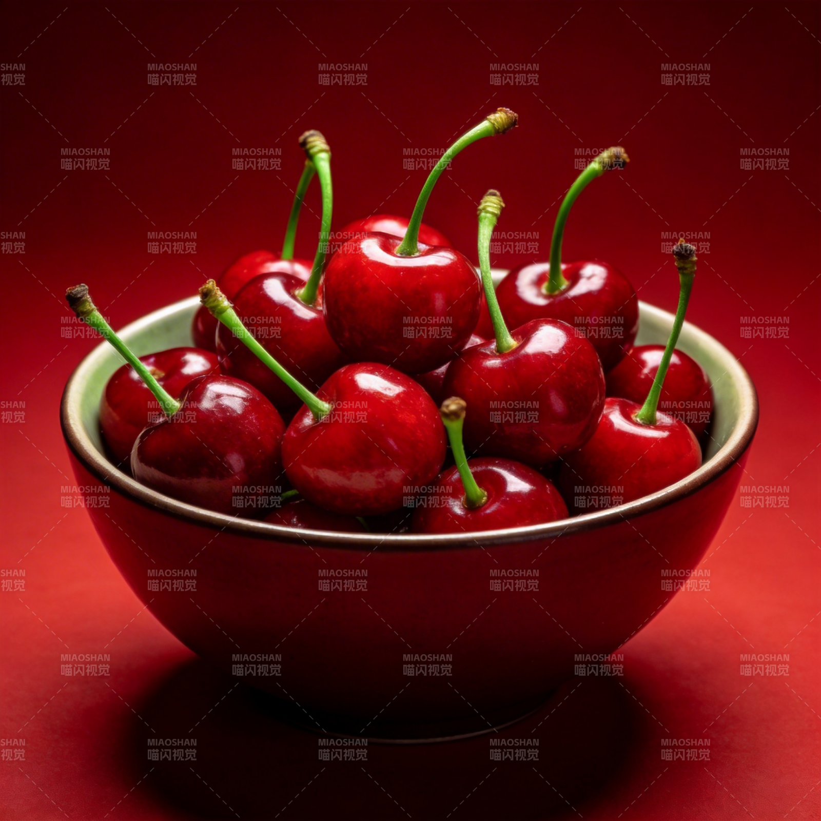 红樱桃盛满碗图片