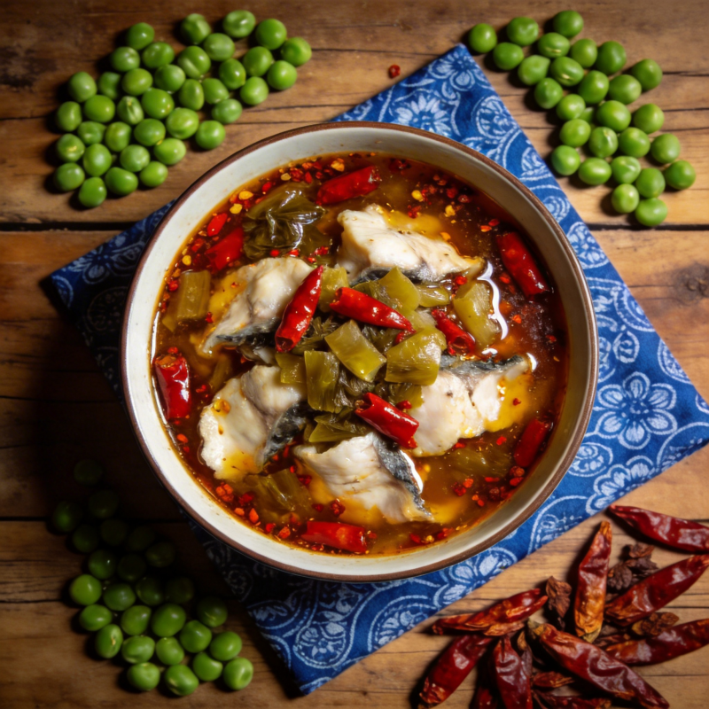 酸辣鱼片配青豆图片