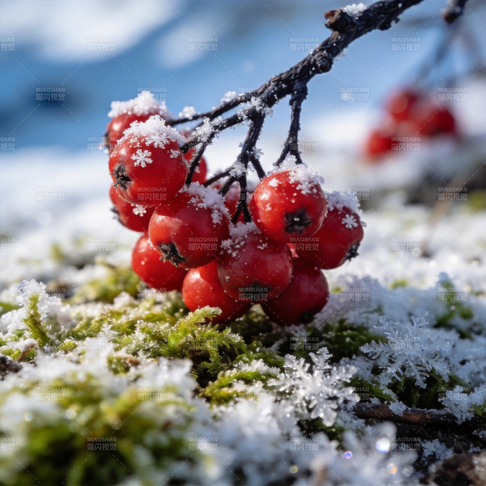 雪中红果图片