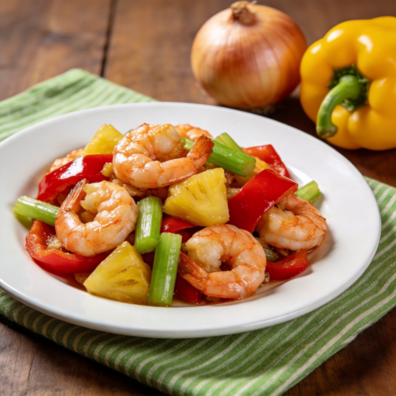 虾仁炒彩蔬图片