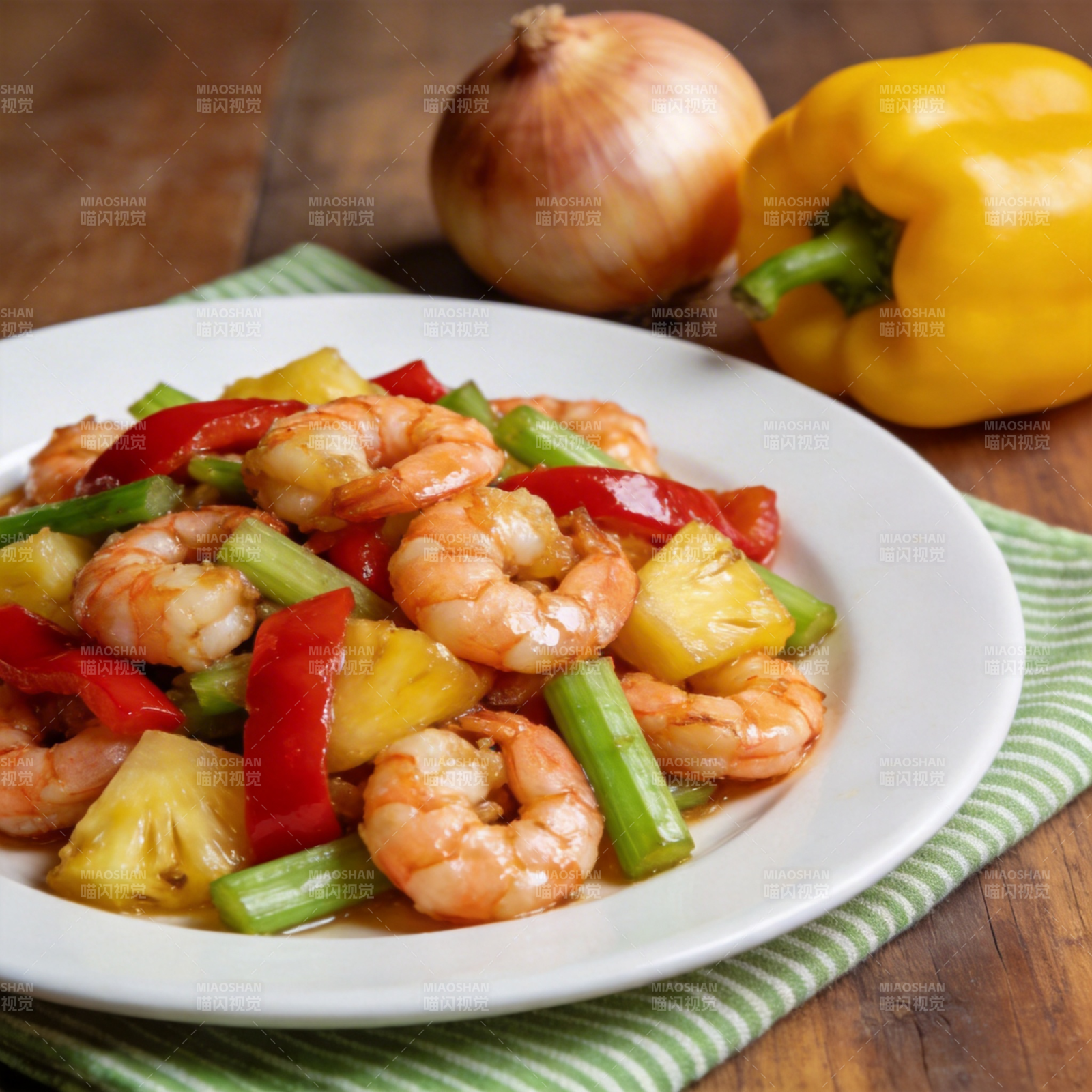 虾仁炒彩蔬图片