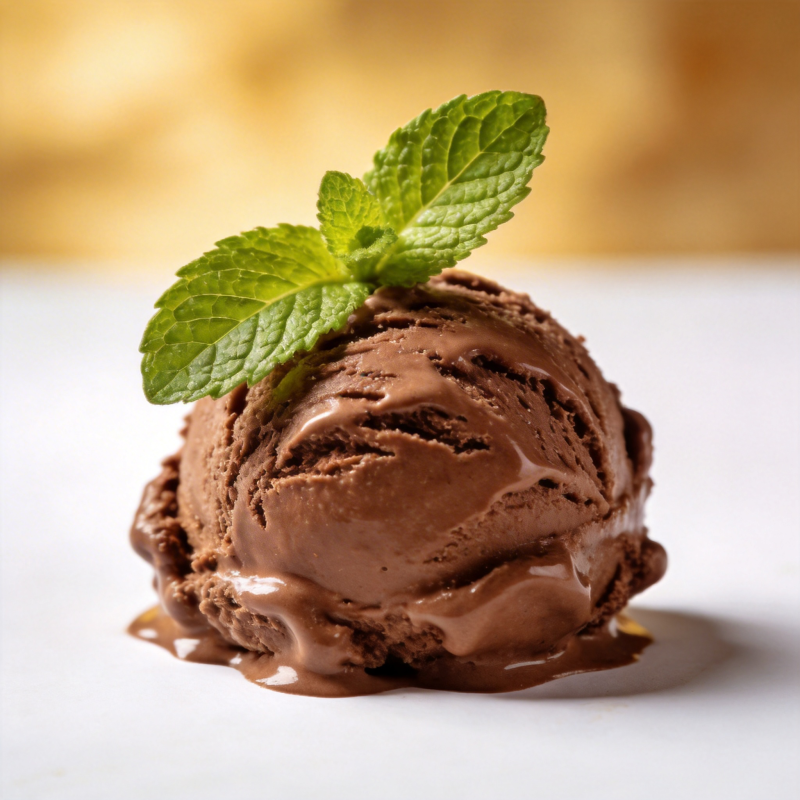 巧克力冰淇淋配薄荷图片