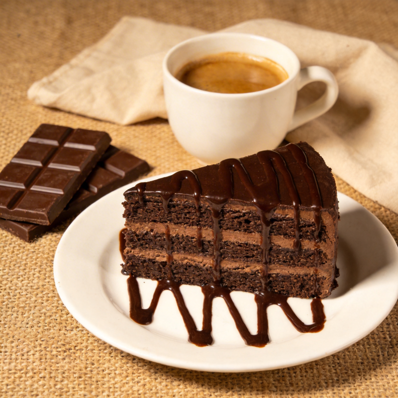 巧克力蛋糕配咖啡图片