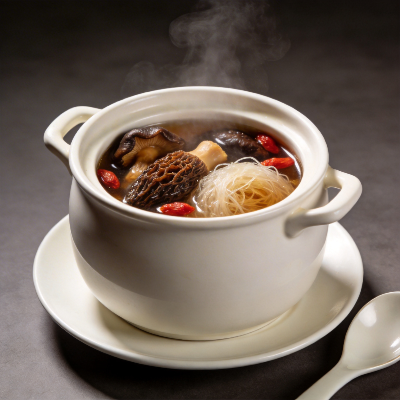 热气腾腾的菌菇汤图片