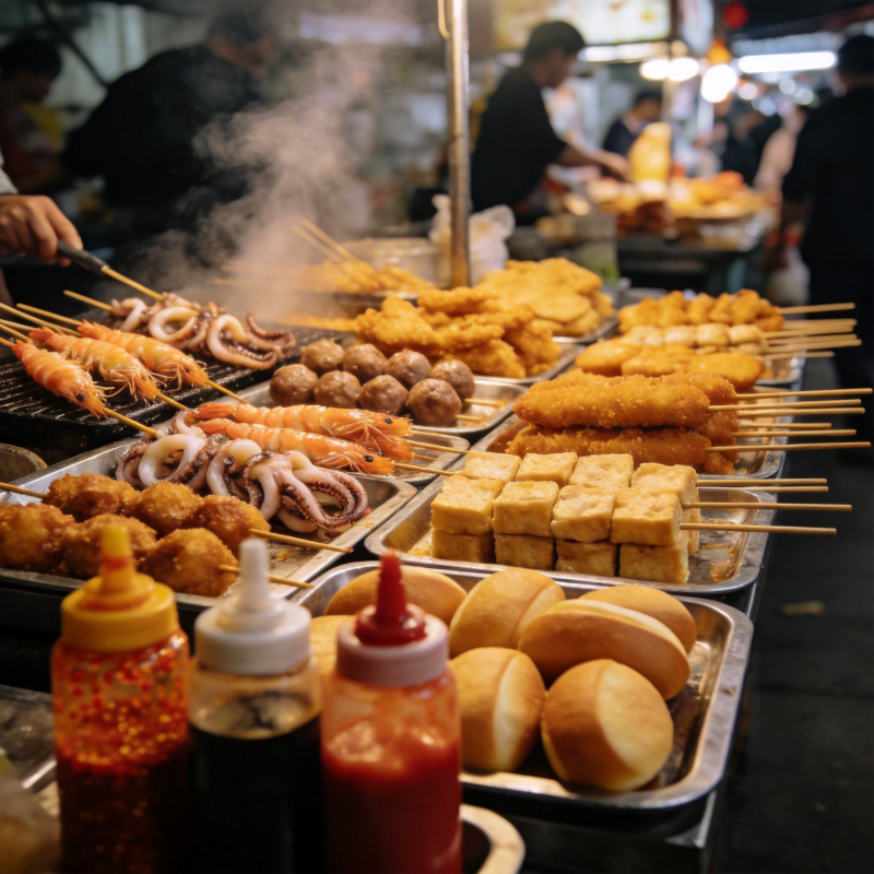 夜市美食摊位图片