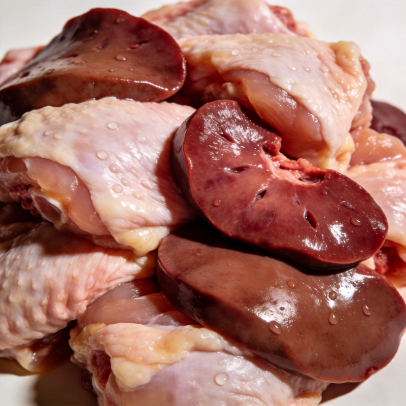 新鲜鸭肉与鸭肝图片