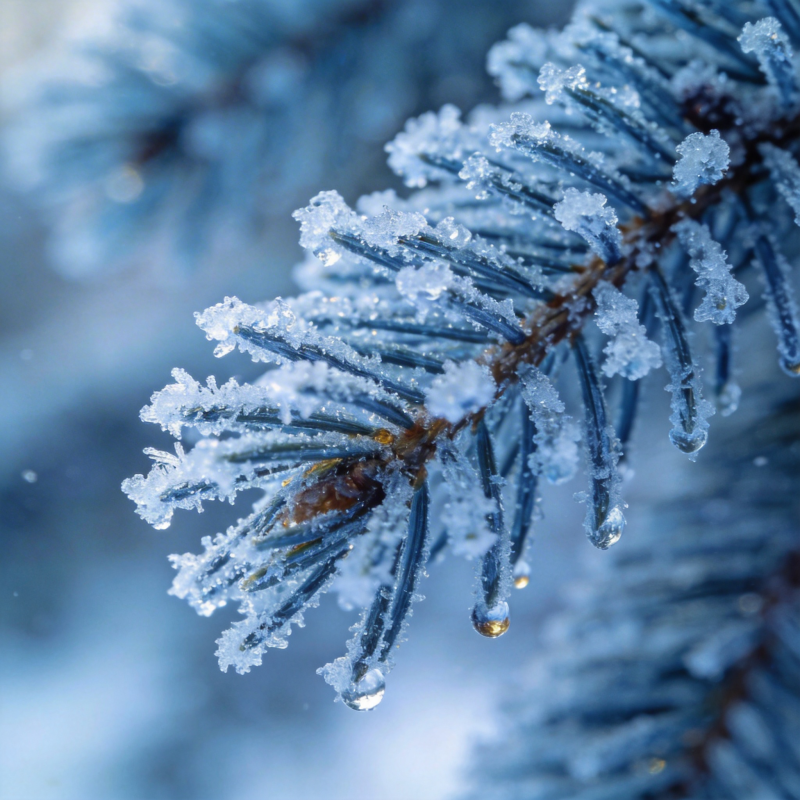 冰霜松枝图片