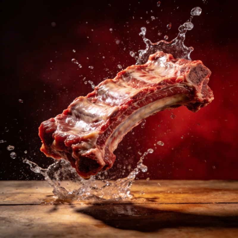 飞溅的鲜嫩肋排图片