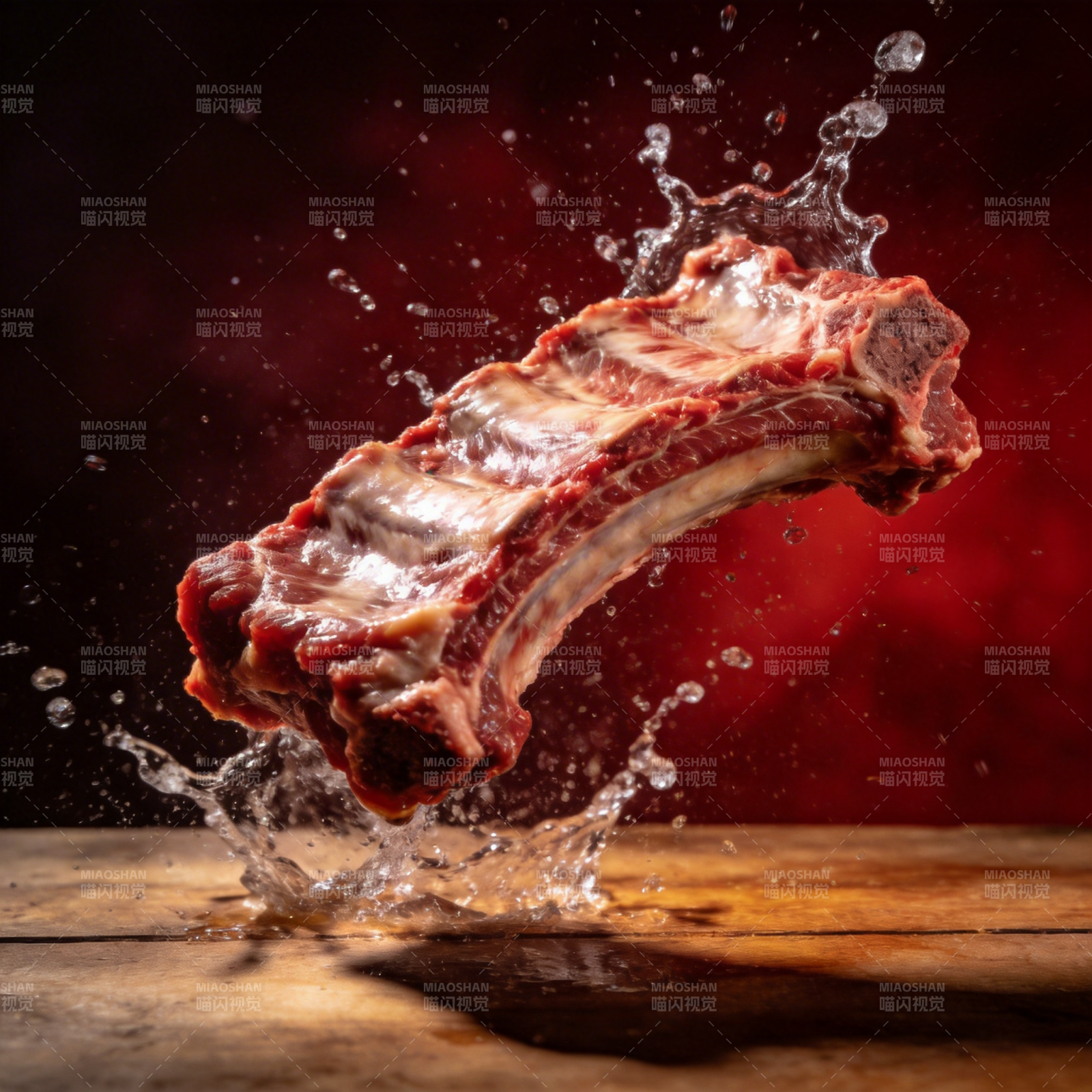 飞溅的鲜嫩肋排图片