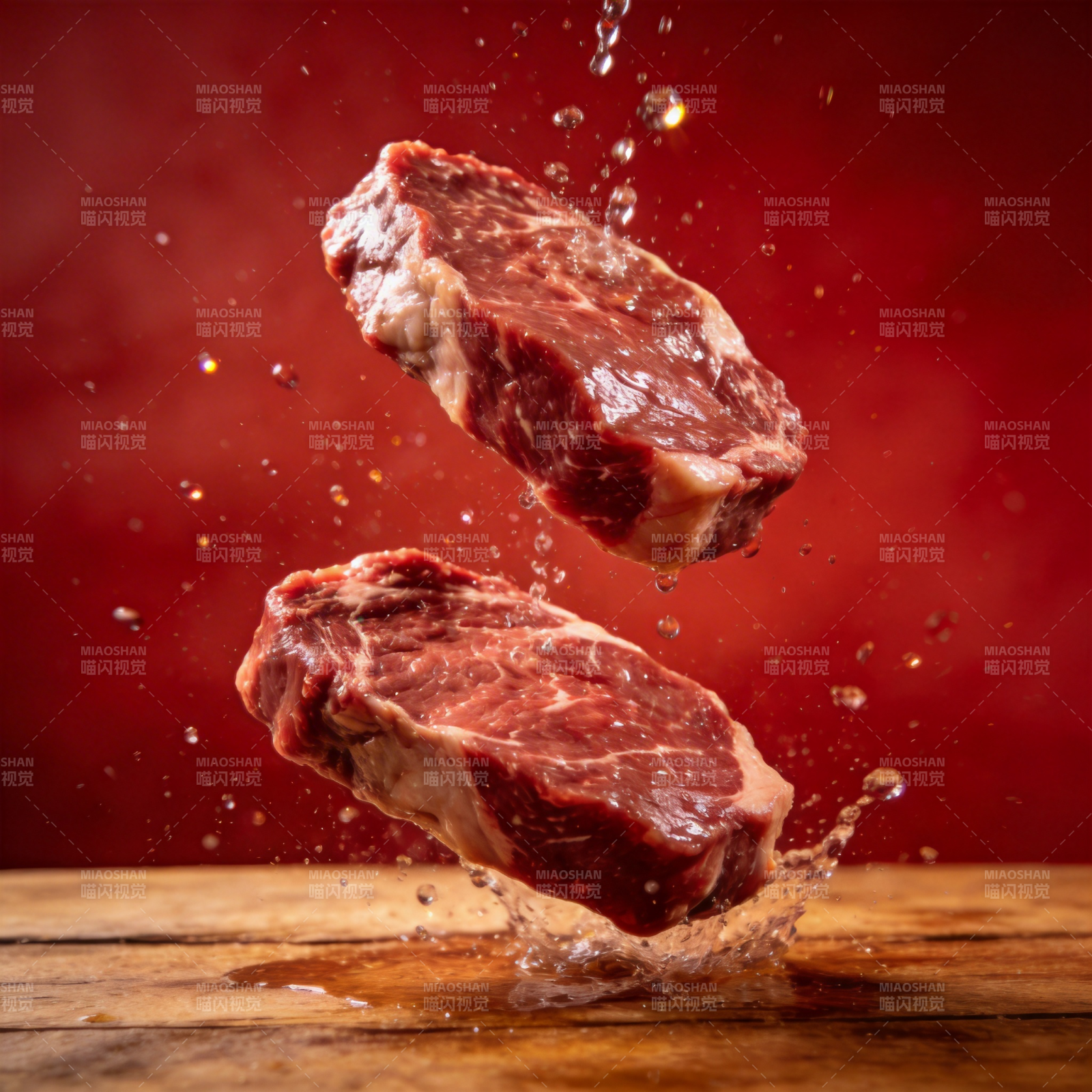 鲜嫩牛肉跃动瞬间图片