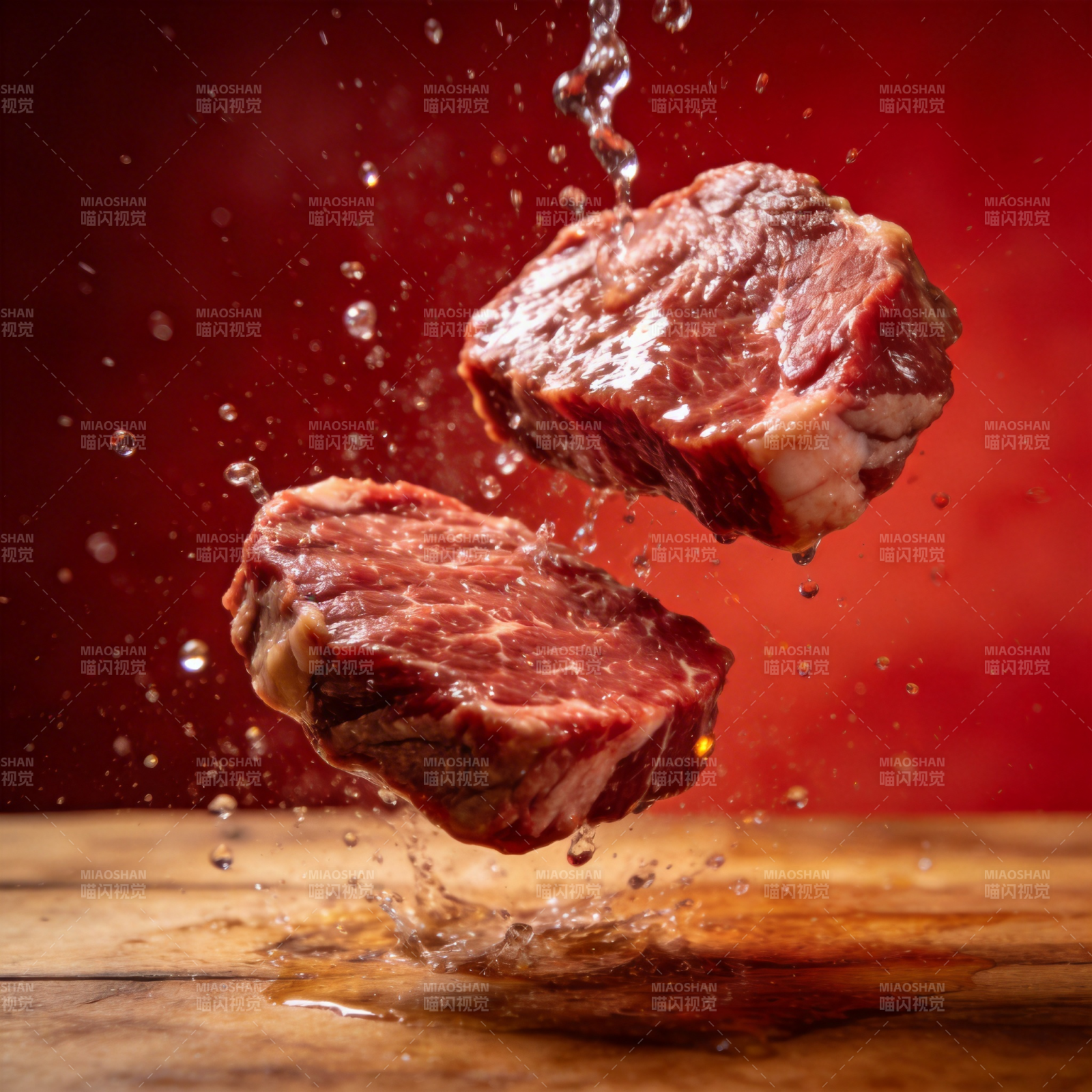 鲜嫩牛肉跃动瞬间图片