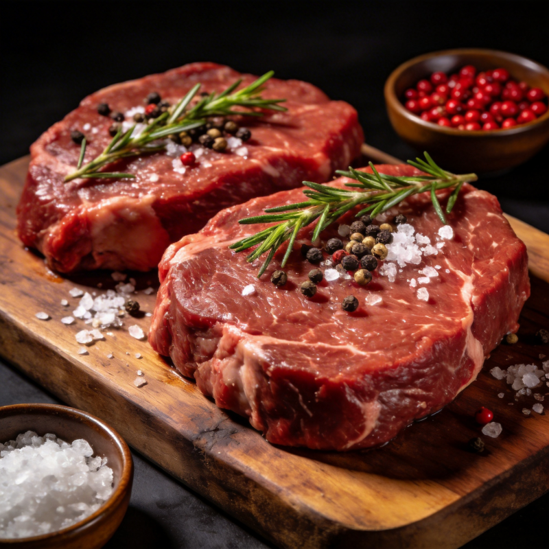 鲜嫩牛排配香草图片