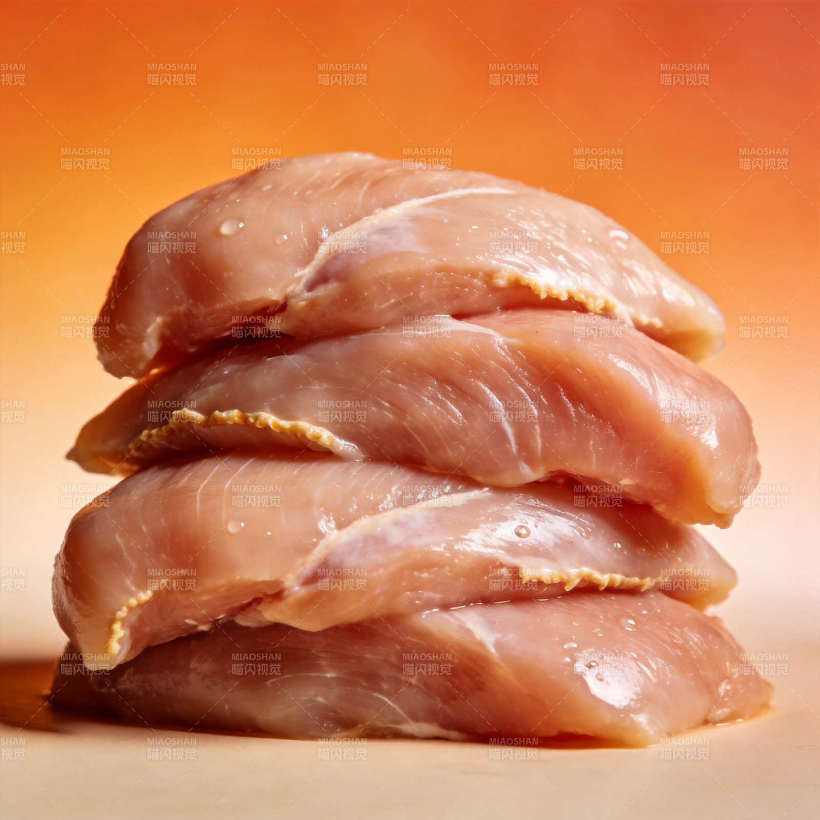 新鲜鸡胸肉堆叠图片