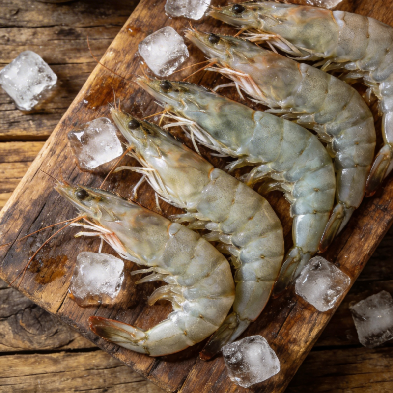 新鲜冰虾摆盘图片