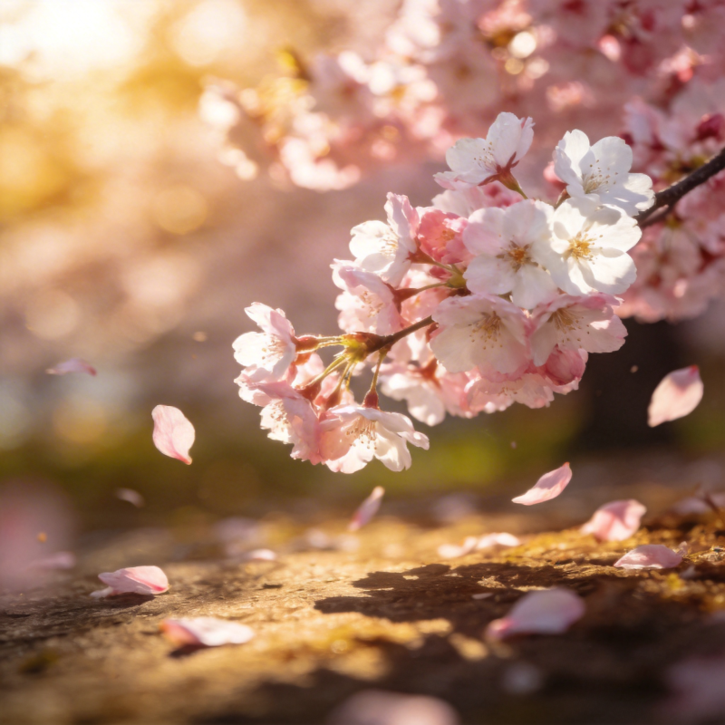 樱花飘落春意浓图片