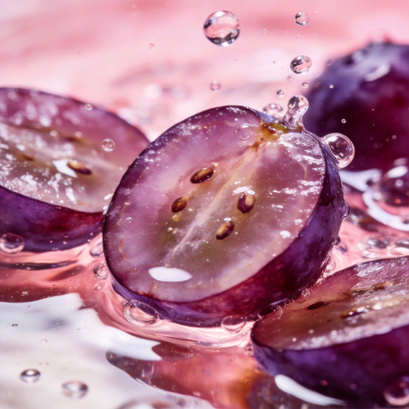 紫葡萄切片水珠飞溅图片
