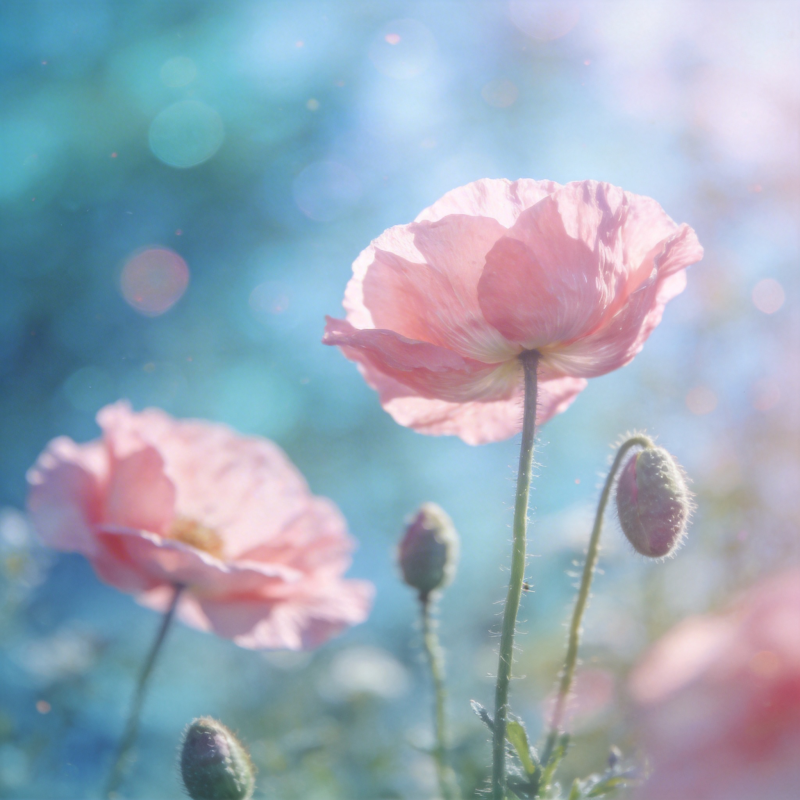 粉红罂粟花绽放图片