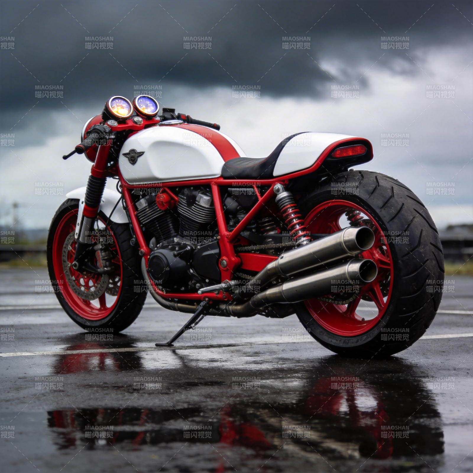 红白机车雨中静停图片