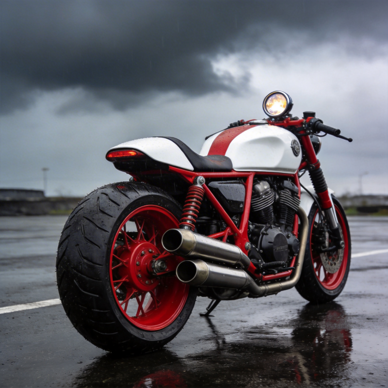 红白机车雨中静立图片