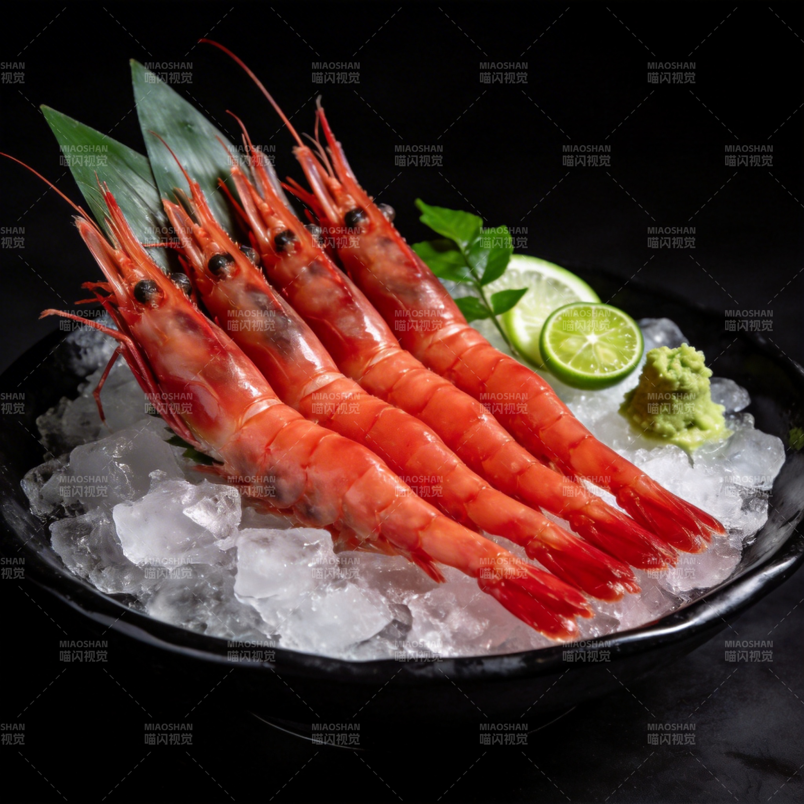 冰镇大虾配芥末图片