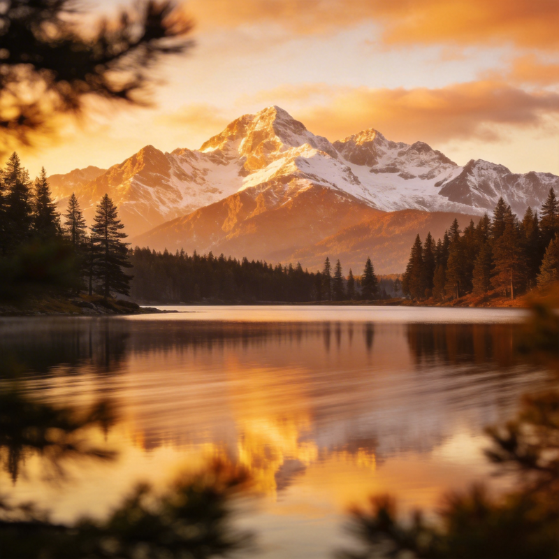 雪山映湖光图片