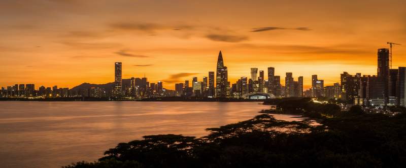 城市黄昏美景图片