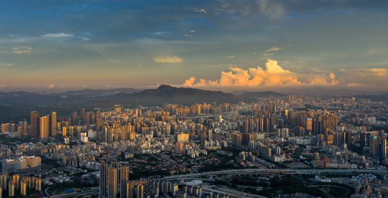 城市黄昏美景图片