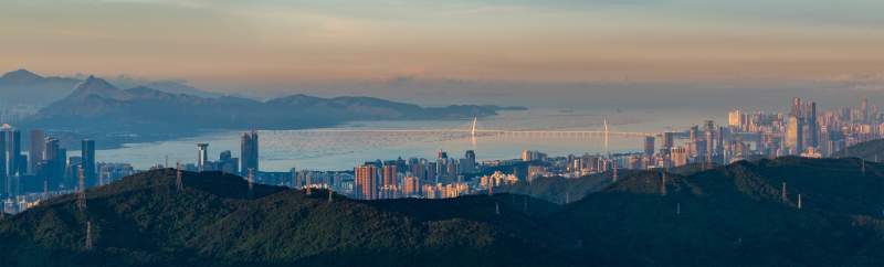 城市天际线晨曦图片