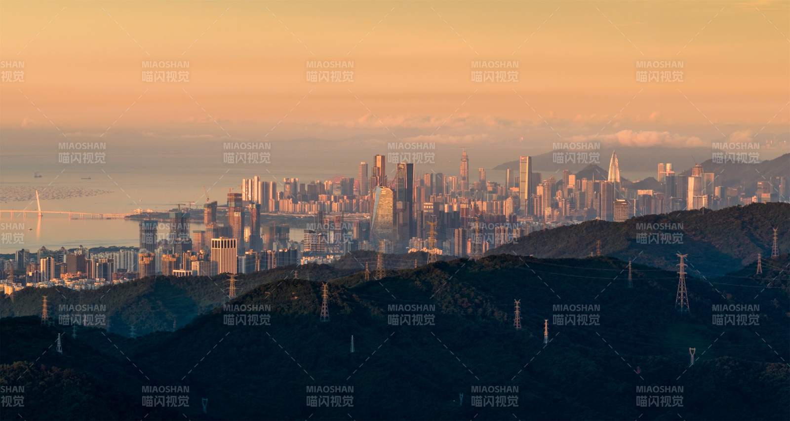 山城日落美景图片