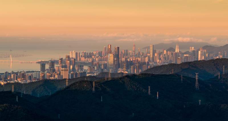 山城日落美景图片