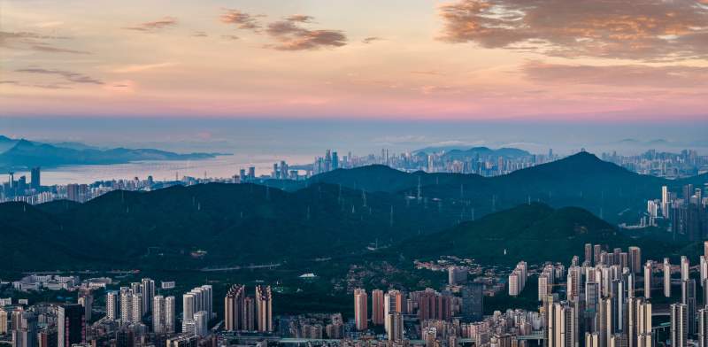 城市黄昏美景图片