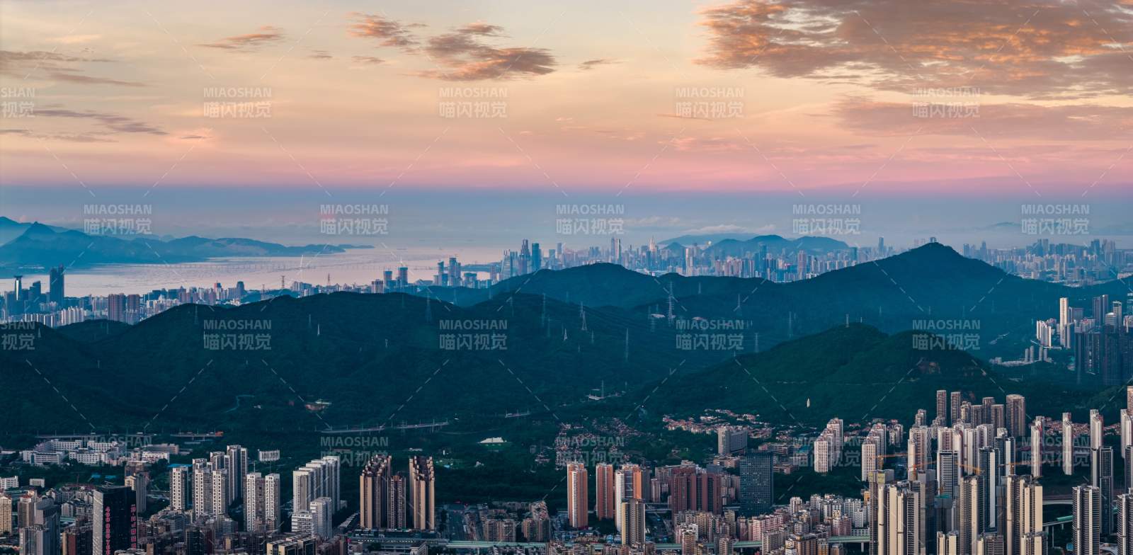 城市黄昏美景图片