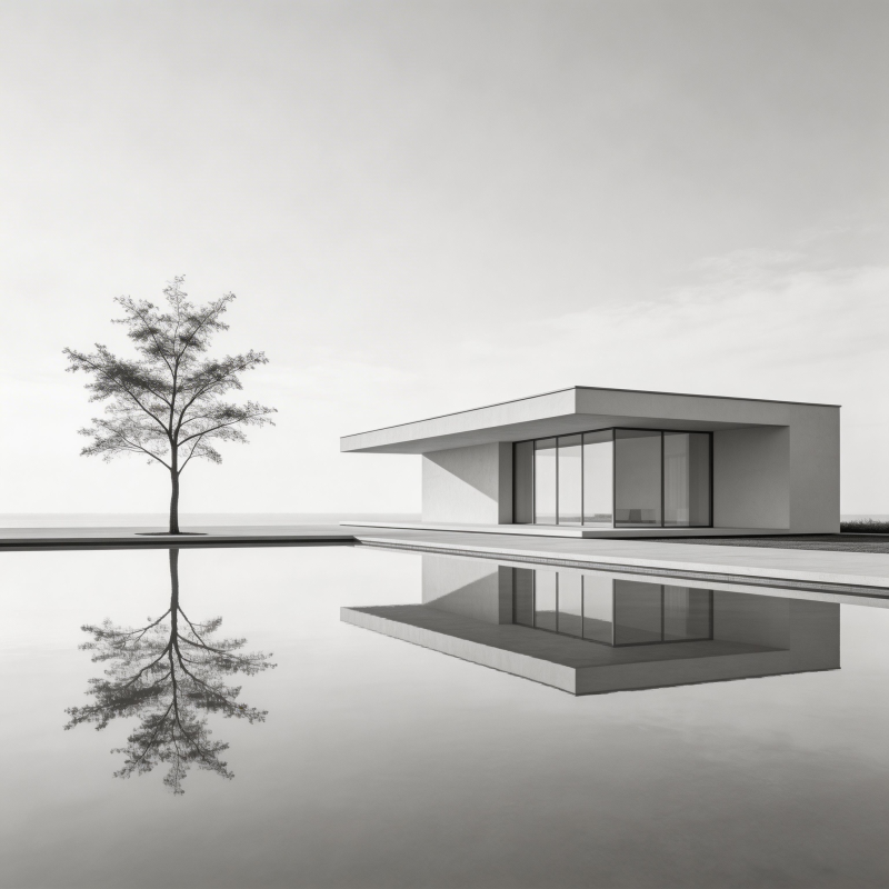 静水映宅 孤树成景图片