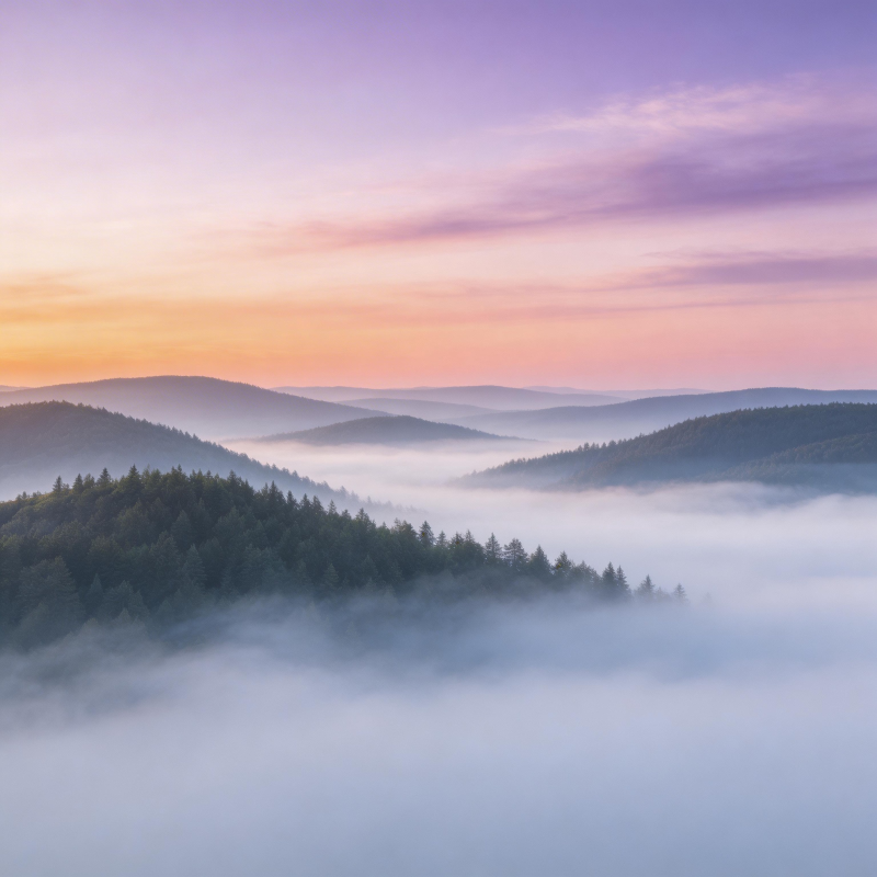晨雾山林图片