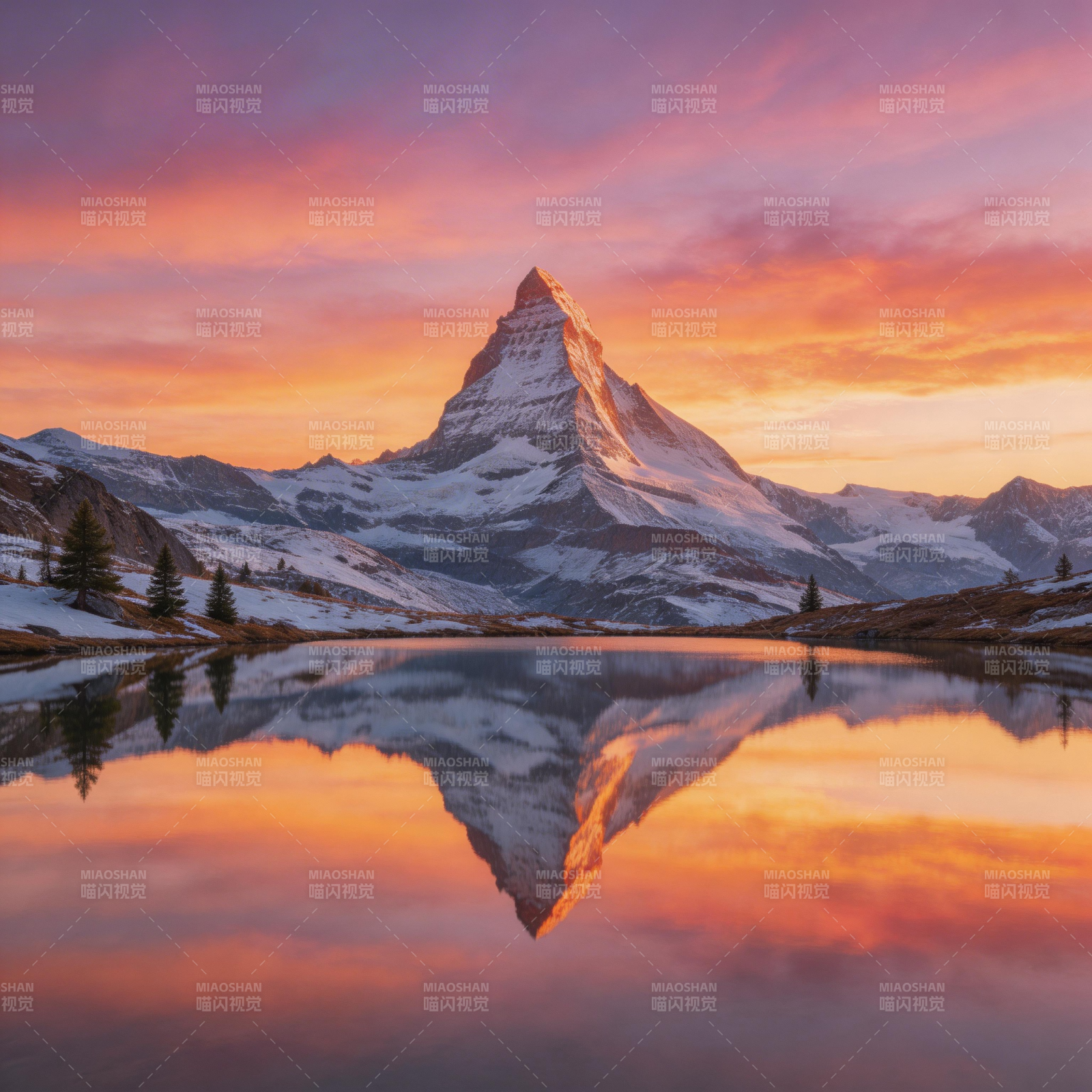 马特洪峰倒影图片