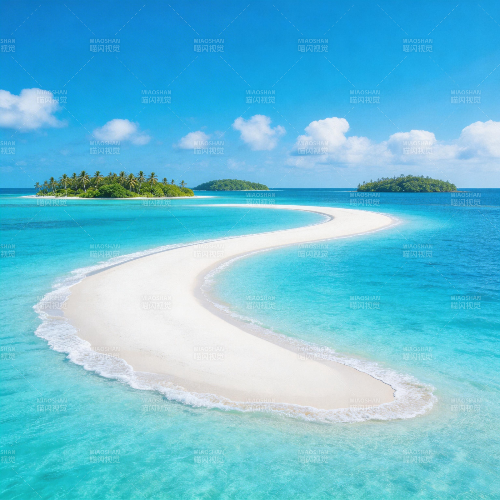 碧海白沙 椰林小岛图片