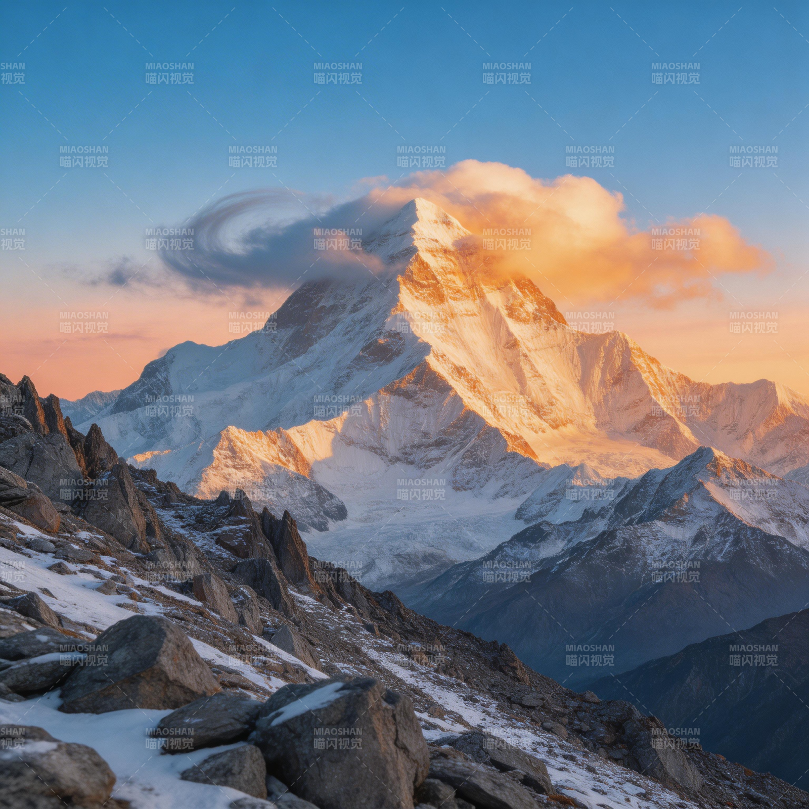 雪山日出云海图片