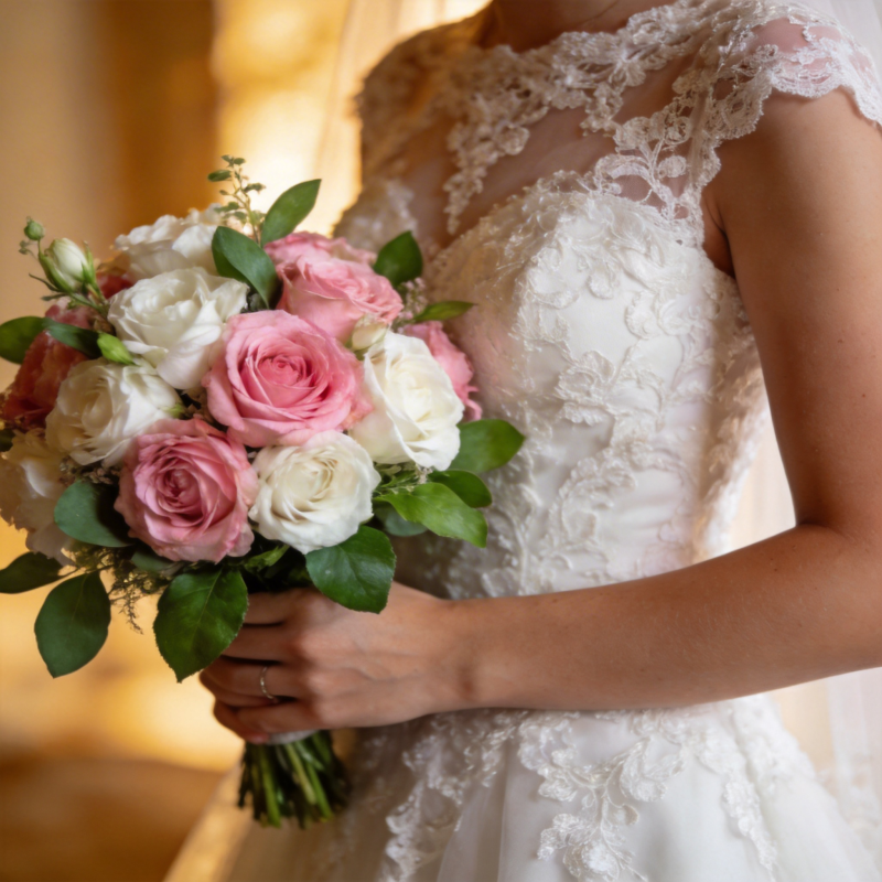 新娘手捧花束图片