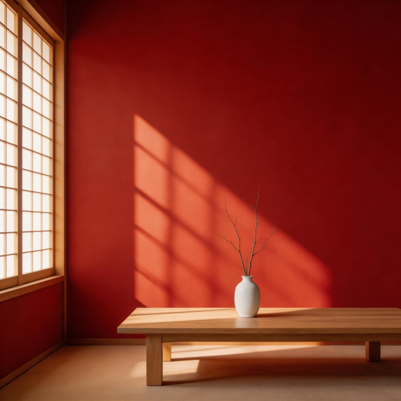 红墙光影静谧景图片