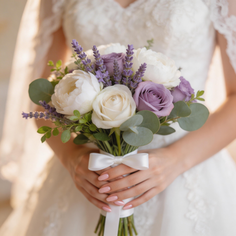 新娘手捧花束图片