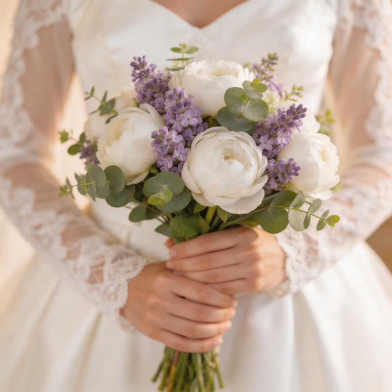 新娘手捧花束图片