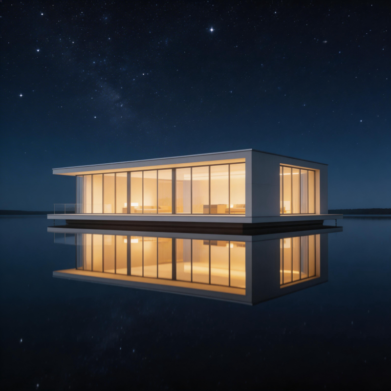 湖畔夜宿 星辉倒影图片