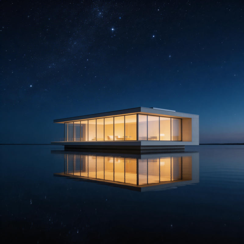 星空下的水屋图片