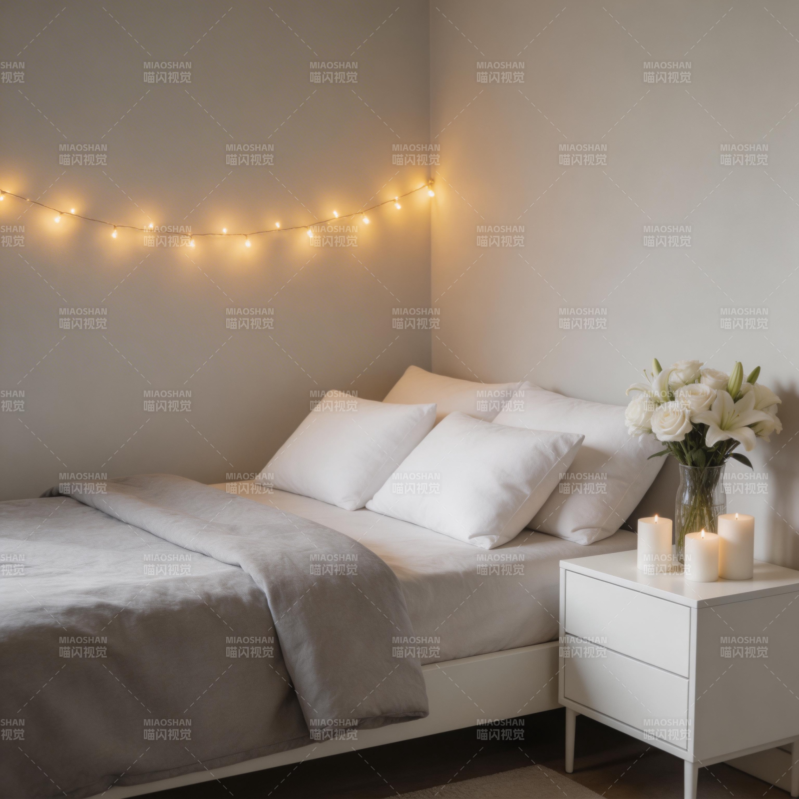 温馨卧室夜景图片