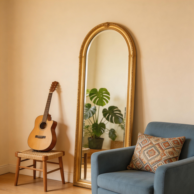 吉他镜前静谧角落图片